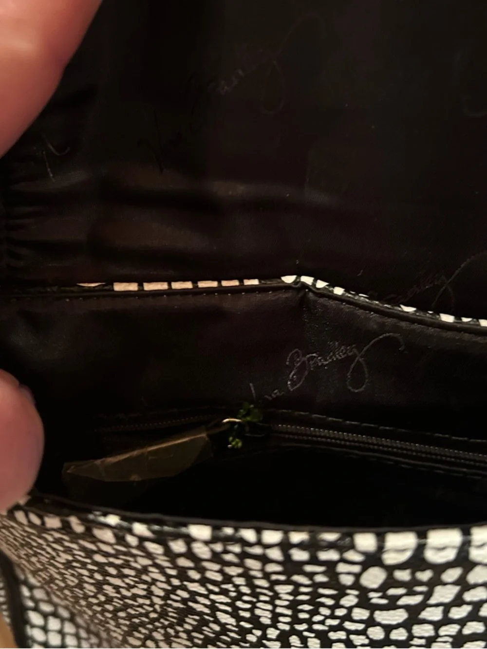 Vera Bradley Crossbody Bag in Midnight Snakeskin Black & White pattern. 7”x10”